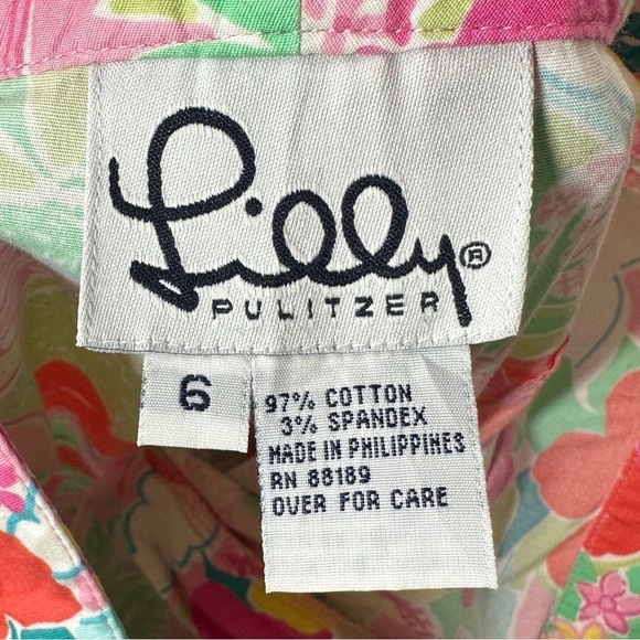 Vintage Lilly Pulitzer Floral Bird Tropical Print Cotton Pants Size 6 - Picture 6 of 7